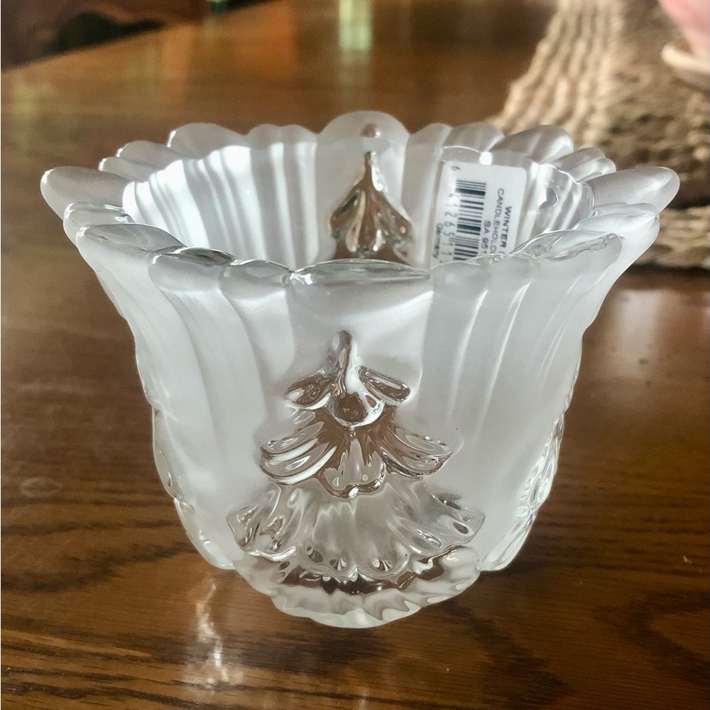 Mikasa Winter Dreams Frosted Crystal Christmas Tree Votive Candle Holder NEW - Picture 5 of 7
